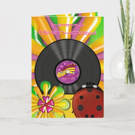 Retro Psychedelic Vinyl Record Personalisiert Card Karte (Vorderseite)