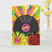 Retro Psychedelic Vinyl Record Personalisiert Card Karte (Gelbe Blume)