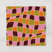 Retro Psychedelic Wavy Lines Business Card Quadratische Visitenkarte (Rückseite)