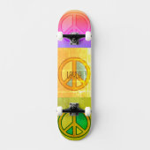 Retro psychedelische bunte Friedenszeichen Unisex  Skateboard (Vorderseite)