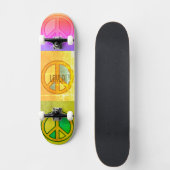 Retro psychedelische bunte Friedenszeichen Unisex  Skateboard (Vorderseite)