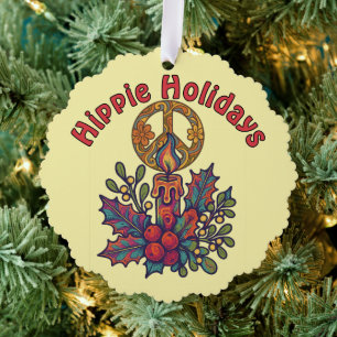 Retro-Psychedelische-Hippie-Feiertage Weihnachten Ornament Karte