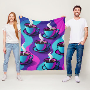 Retro-psychedelische Kaffeetassen-Decke, kräftiges Fleecedecke
