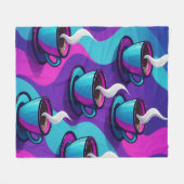 Retro-psychedelische Kaffeetassen-Decke, kräftiges Fleecedecke (Vorderseite (Horizontal))