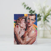 Retro-psychedelische queere Kunst Postkarte (Stehend Vorderseite)