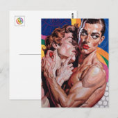 Retro-psychedelische queere Kunst Postkarte (Vorne/Hinten)