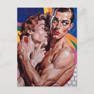 Retro-psychedelische queere Kunst Postkarte
