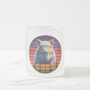 Retro-Psychedelischer Capybara-Regenbogen-Sonnenun Mattglastasse