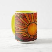 Retro-Psychedelischer Sonnenuntergang Tasse (Vorderseite Links)