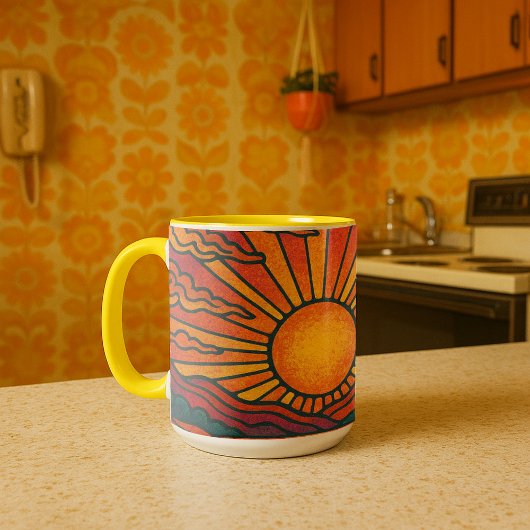 Retro-Psychedelischer Sonnenuntergang Tasse
