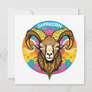 Retro psychedelischer Steinbock-Zodiakus Ziege Dez