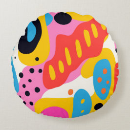 Retro-Psychedelisches Flüssigkeits-Blob-Kissen Rundes Kissen