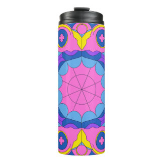 Retro-psychedelisches geometrisches Mandala-Muster Thermosbecher