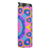 Retro-psychedelisches geometrisches Mandala-Muster Thermosbecher (Nach rechts gedreht)