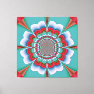 Retro-psychedelisches Mandala-Blüten-Abstraktkunst Leinwanddruck
