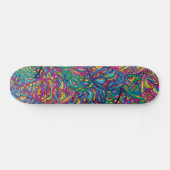 Retro-psychedelisches Neon-Swirbel-Doodle-Muster Skateboard (Horizontal)