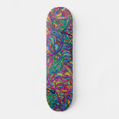 Retro-psychedelisches Neon-Swirbel-Doodle-Muster Skateboard (Vorderseite)