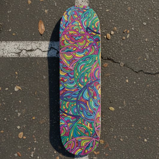 Retro-psychedelisches Neon-Swirbel-Doodle-Muster Skateboard