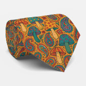 Retro-psychedelisches Pilz- und Paisleymuster Krawatte (Gerollt)