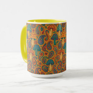 Retro-psychedelisches Pilz- und Paisleymuster Tasse
