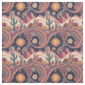 Retro-psychedelisches Wüstenkaktus-Sonnenuntergang Stoff (Muster)