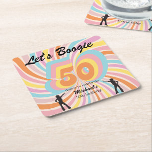 Retro Psycho Boogie Farbige Herren 50. Geburtstag Rechteckiger Pappuntersetzer