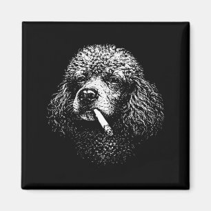Retro-Pudel-Hund-Grafik cooler rauchender Hund-Por Magnet