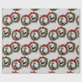 Retro Pudel im Kranz-Weihnachten Geschenkpapier (Flach)
