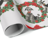 Retro Pudel im Kranz-Weihnachten Geschenkpapier (Rolleneckpunkt)