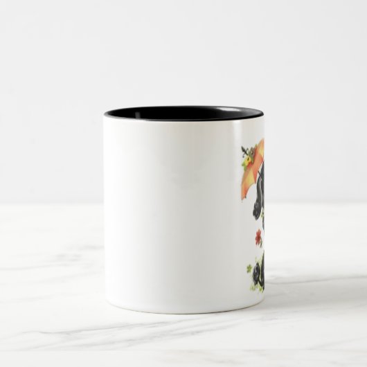 Retro Pudel im Regen Zweifarbige Tasse (Mittel)
