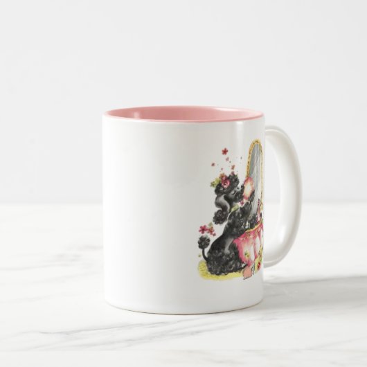 Retro Pudel-Tasse Zweifarbige Tasse (VorderseiteRechts)