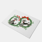 Retro Pudel-WeihnachtsKranz-Fußmatte Fußmatte (Schrägansicht)