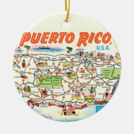 Retro Puerto Rico Map Ornament