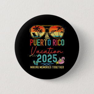 Retro Puerto Rico Urlaub 2025 Erinnerungen Matchin Button