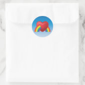 Retro Puffy Heart and Rainbow Sticker (Tasche)