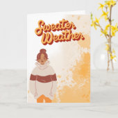 Retro-Pullover-Wetter Herbst und Herbst Karte (Gelbe Blume)