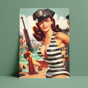 Retro Pulp-Button Postkarte