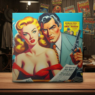 Retro Pulp Couple Illustration Fliese