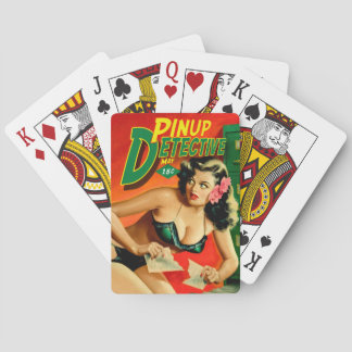 Retro Pulp Magazine Design Detection Pinup Playing Spielkarten