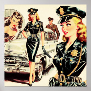 Retro Pulp Polizist Girl Poster