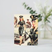 Retro Pulp Polizist Girl Postkarte (Stehend Vorderseite)