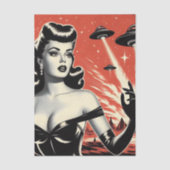Retro Pulp Ufo Woman Seidenpapier (Vorderseite)