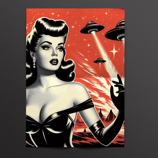 Retro Pulp Ufo Woman Seidenpapier
