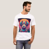 Retro Pulse Pup 80s Sunset Vibes T-Shirt (Vorne ganz)