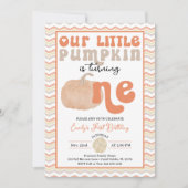 Retro Pumpkin 1. Geburtstag Einladung (Vorderseite)