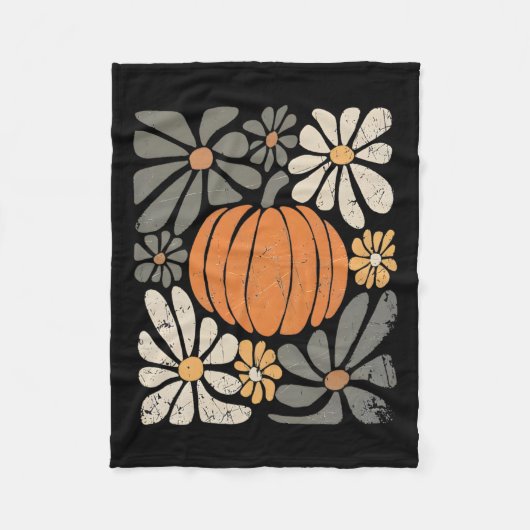 Retro Pumpkin Boho Blume Herbst Thanksgivin Fleecedecke (Vorderseite)