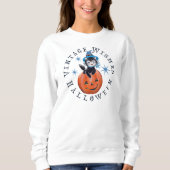 Retro Pumpkin Cat Vintage Halloween Wünsche Sweatshirt (Vorderseite)
