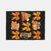 Retro Pumpkin Coquette Bow Herbst Halloween G Fleecedecke (Vorderseite (Horizontal))