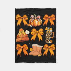 Retro Pumpkin Coquette Bow Herbst Halloween G Fleecedecke