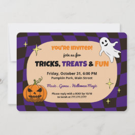 Retro Pumpkin Halloween Kids Party Einladung